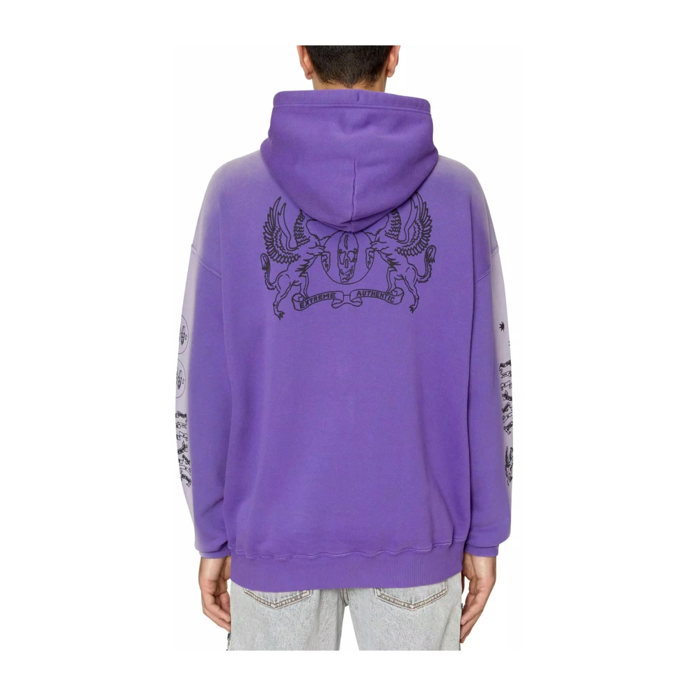 Diesel Paarse hoodie met lange mouwen en kangoeroezak Purple Heren