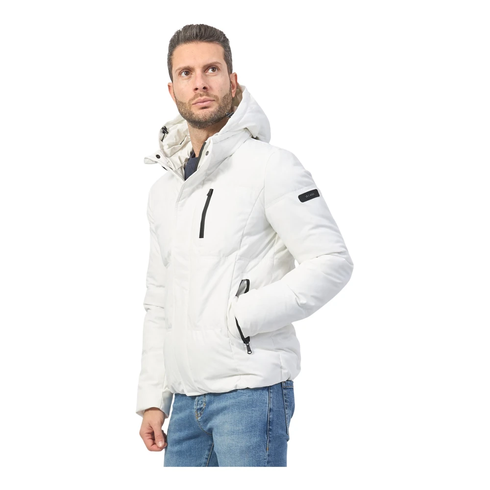 YES ZEE Witte Gewatteerde Hoodiejas White Heren