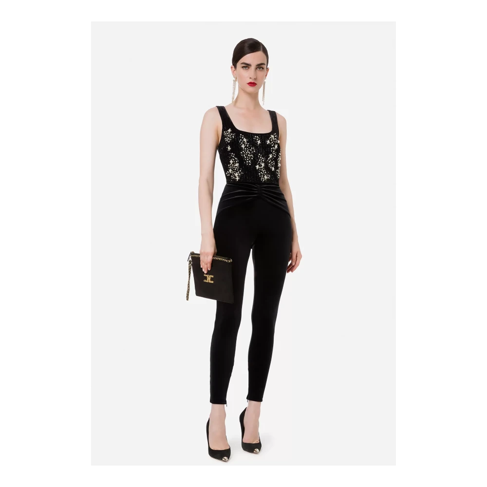 Elisabetta Franchi Jumpsuit met parelborduursel Black Dames