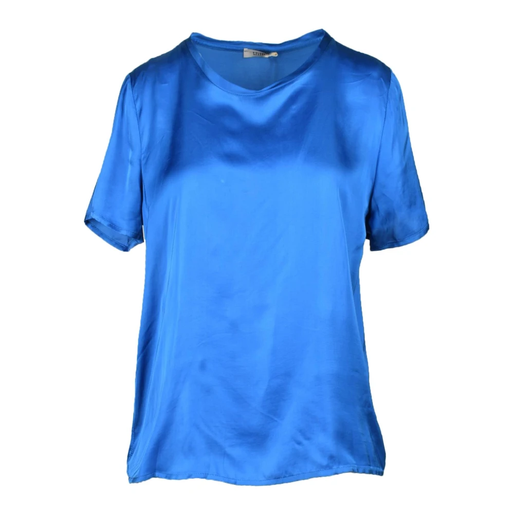 Think! Elegante Viscose Rayon Blouse Blue Dames