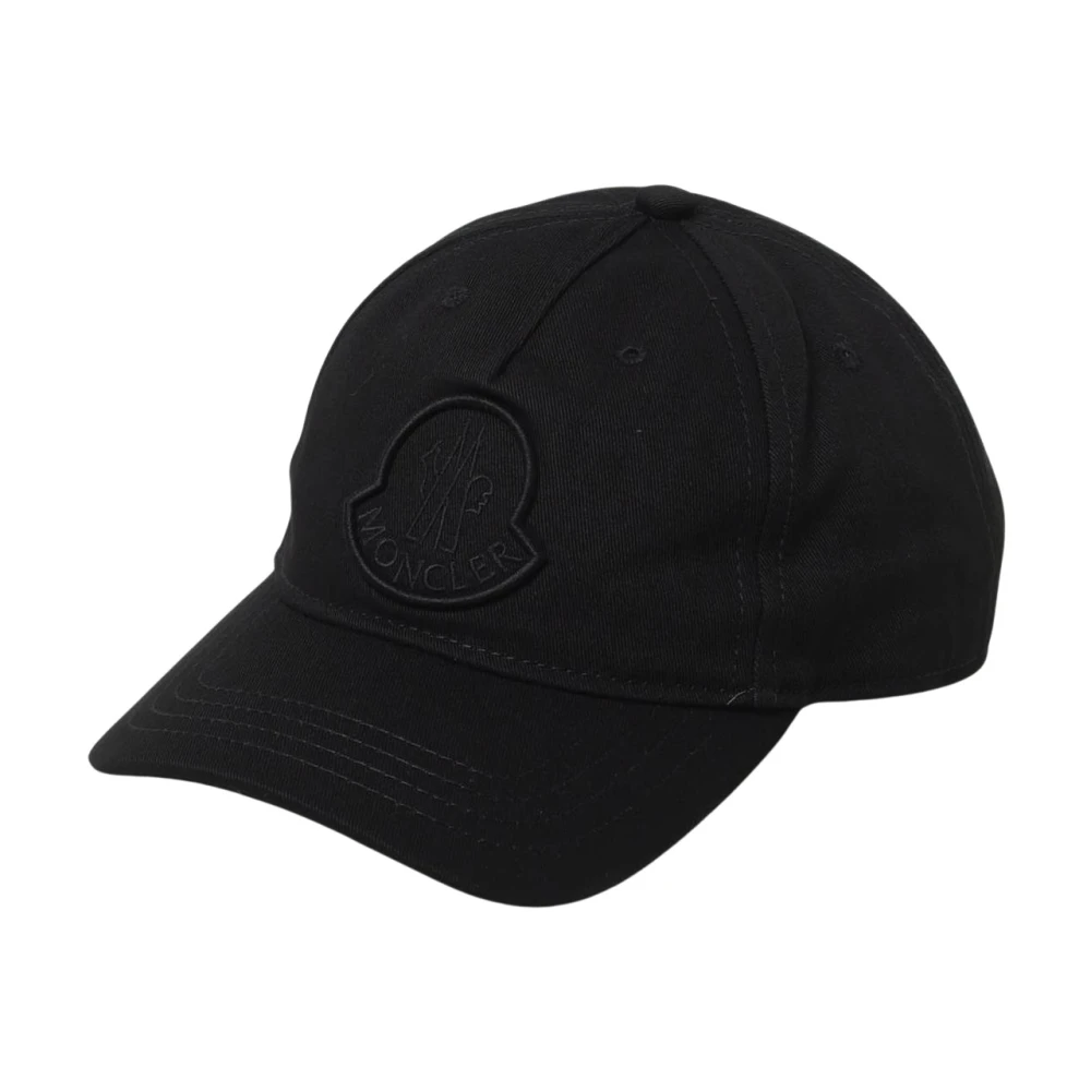 Moncler Black Hats & Caps, Unisex, One Size, Embroidered Logo Baseball Cap