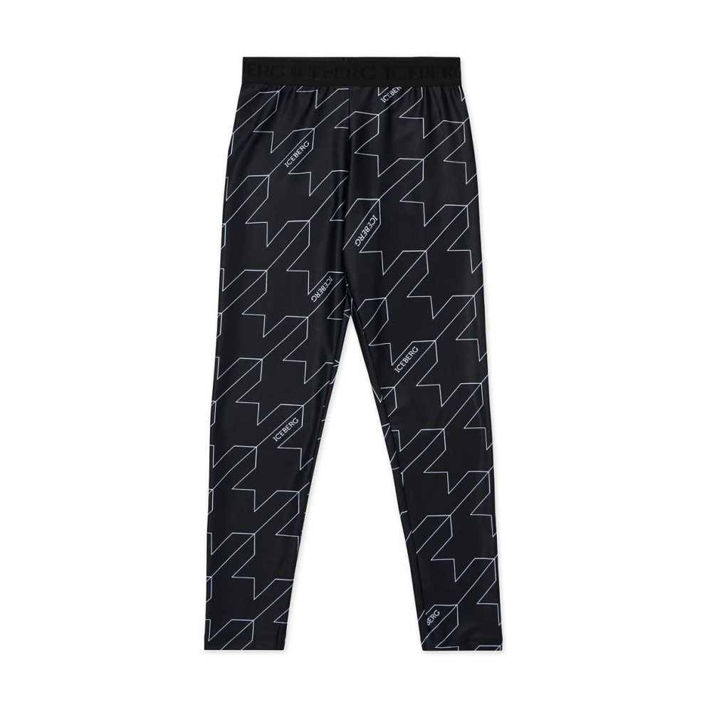 Iceberg Svarta leggings med makro hundtandsmönster Black, Flicka