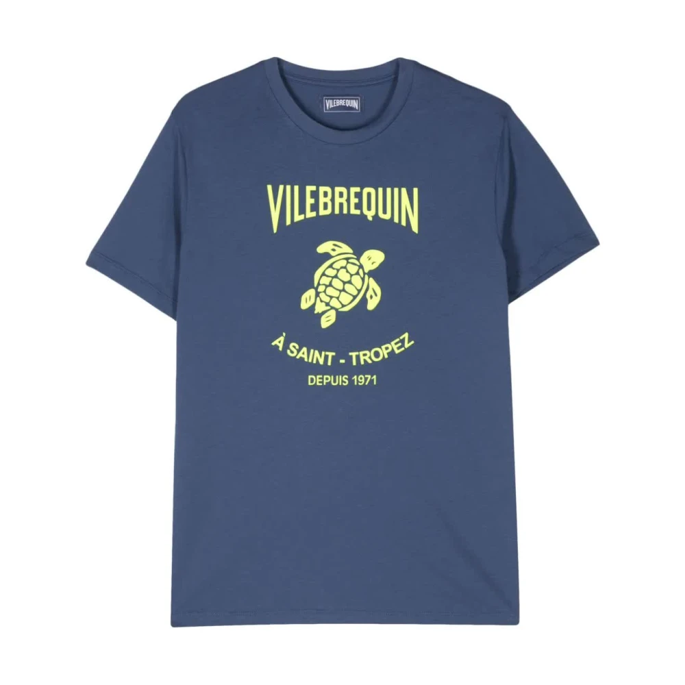 Vilebrequin Gewassen T-shirt met Yacht Design Blue Heren