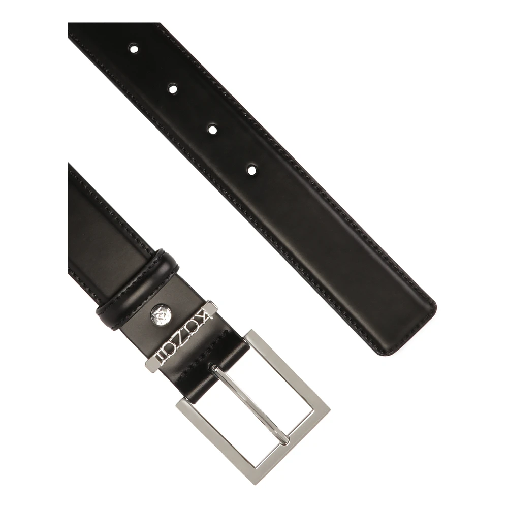 Kazar Zwarte riem met metalen lus met logo Black Dames