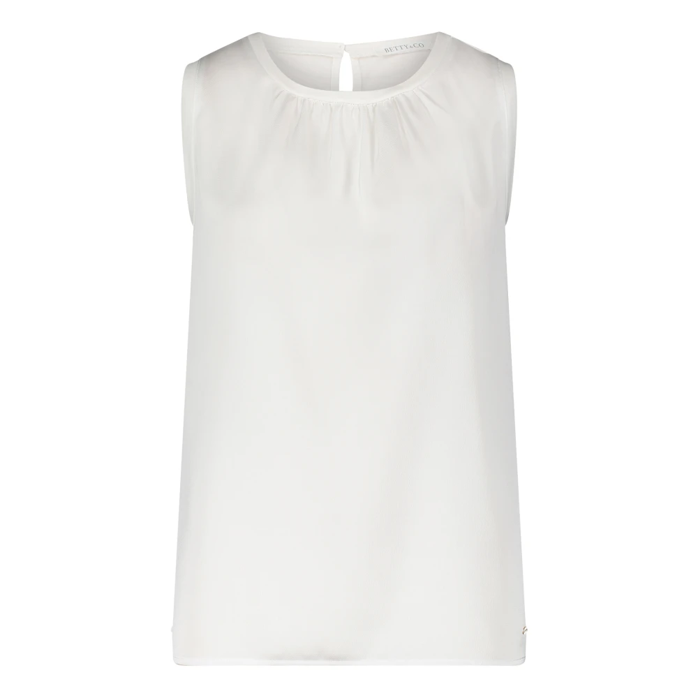 Betty & Co Chic Mouwloze Blouse met Webdetail White Dames