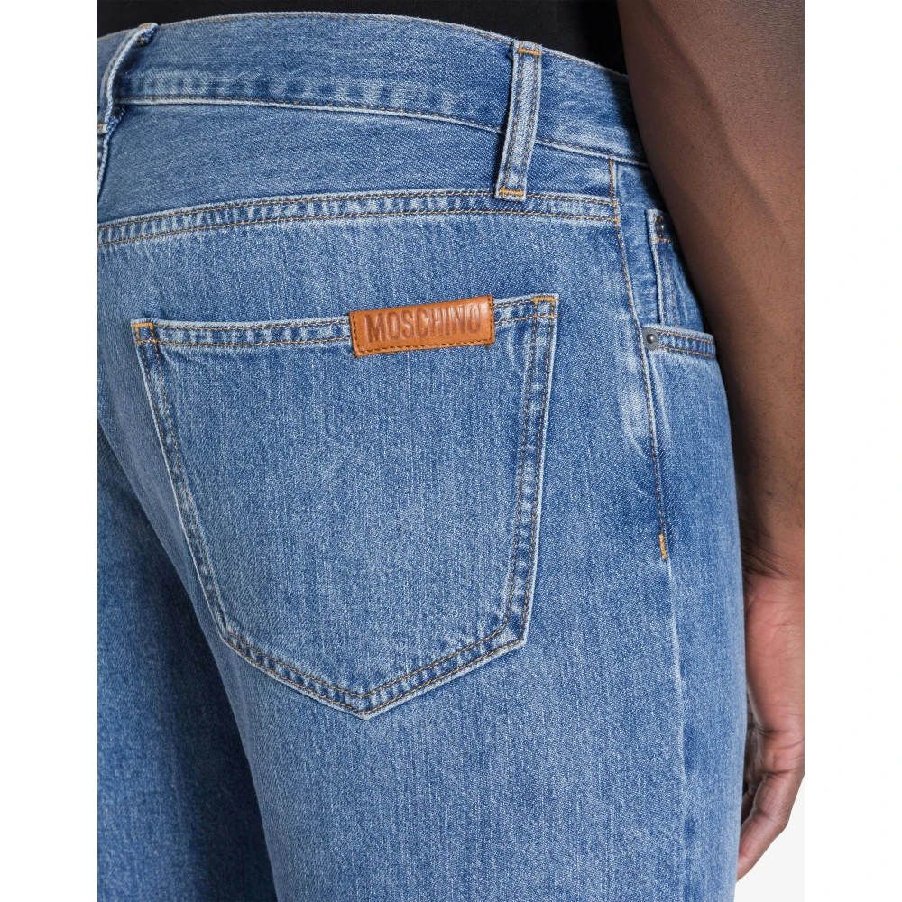 Moschino Blauwe Regular Fit Katoenen Jeans Blue Heren