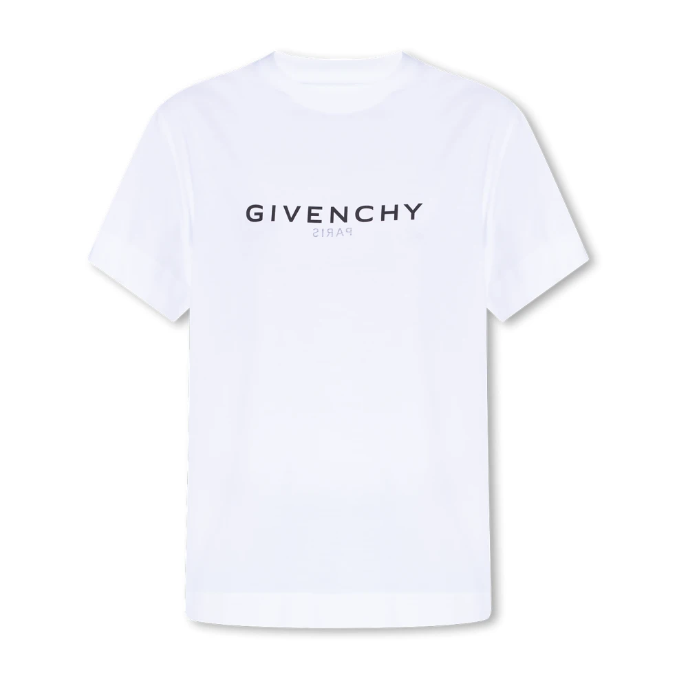 Givenchy Logo Katoenen T-Shirt Logo Print Crew Neck T-shirts en Polos Witte T-shirts en Polos White Dames