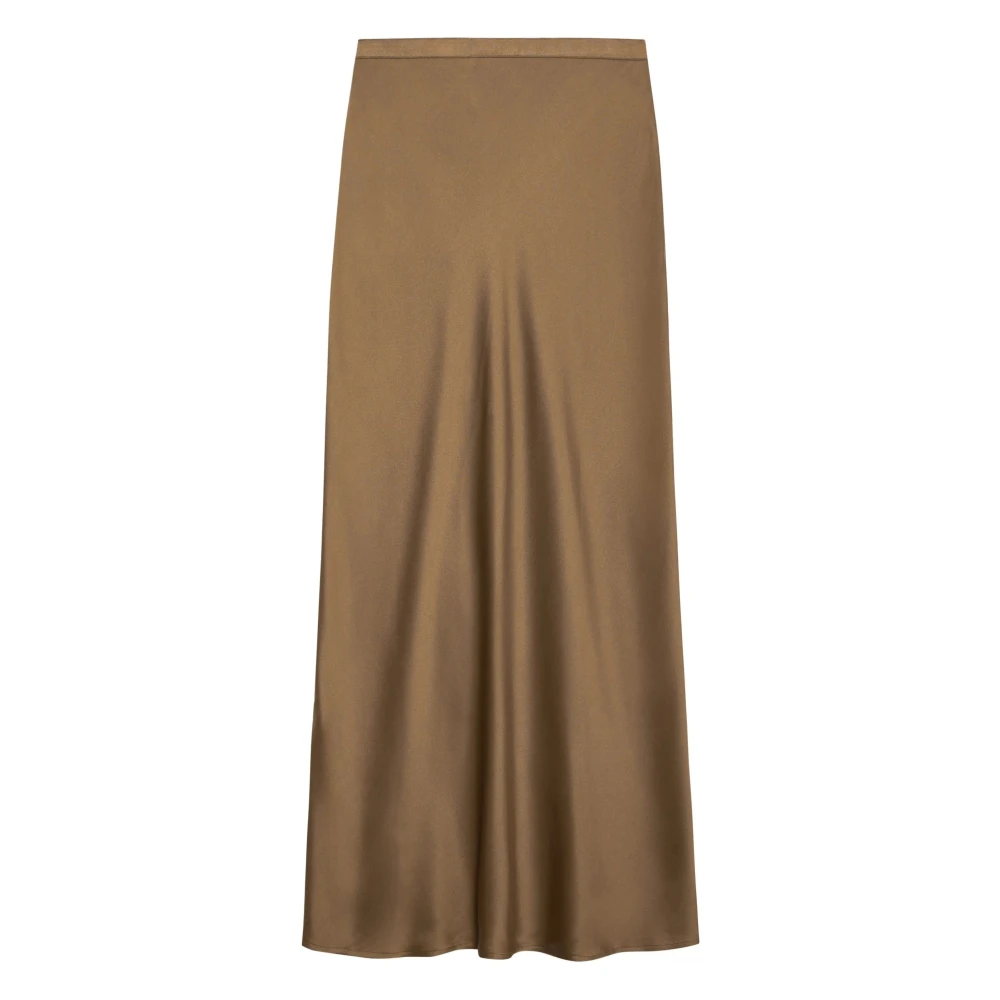 Anine Bing Zijden Midi Rok Brown Dames