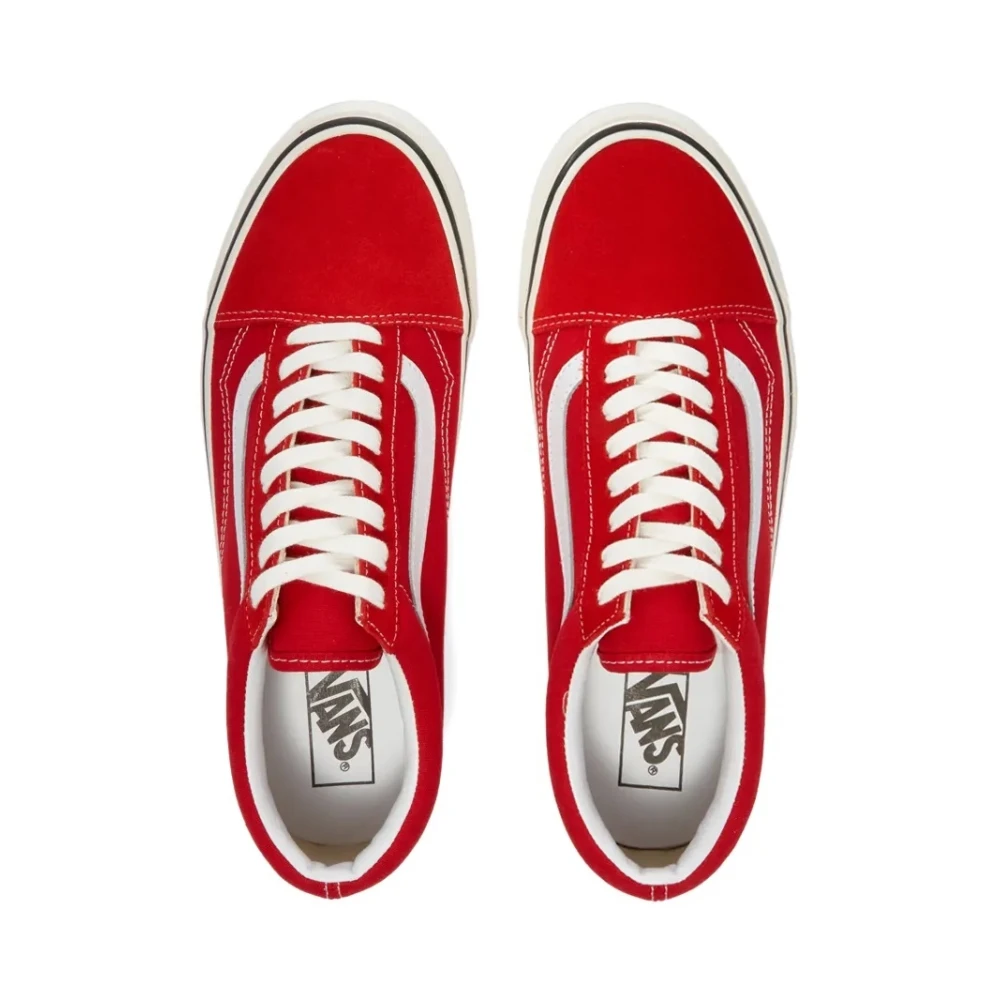 Vans Rode Canvas Lage Sneakers Red Heren Schoenen