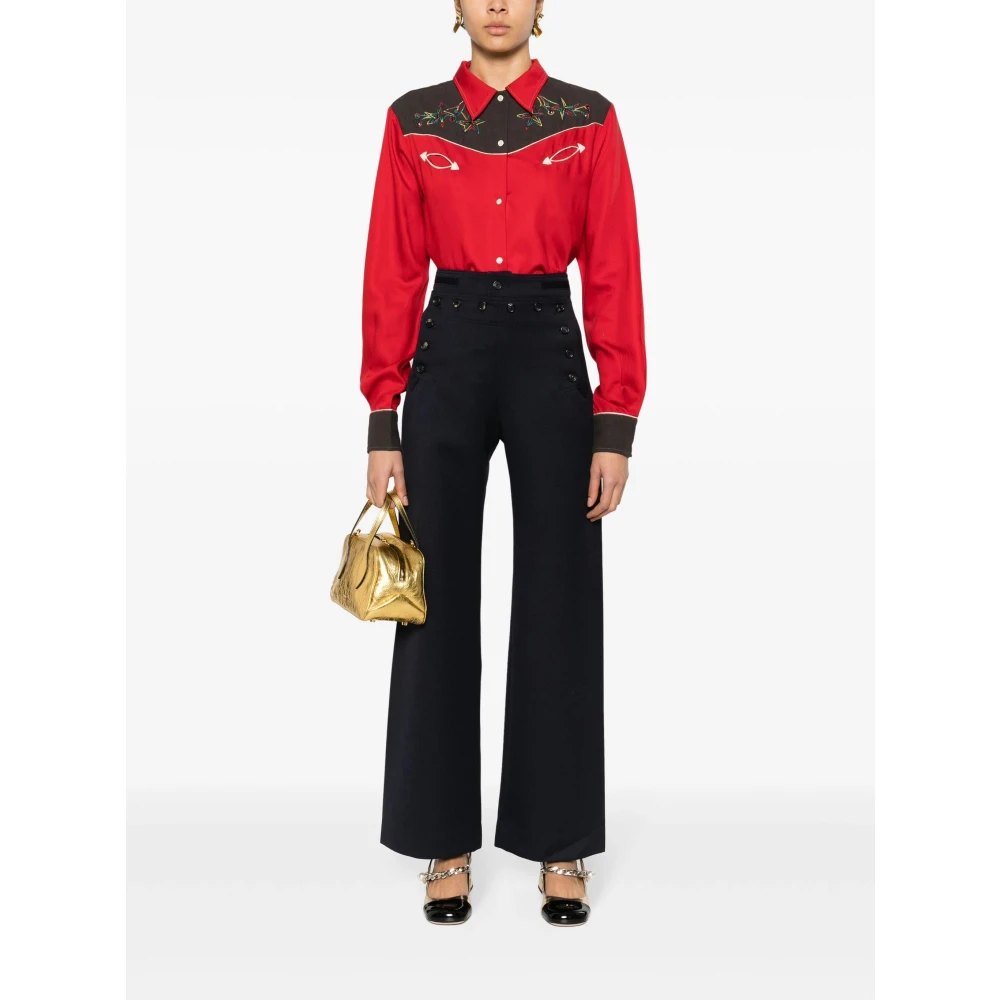 Bode Rode Western Shirt voor Mannen Red Dames