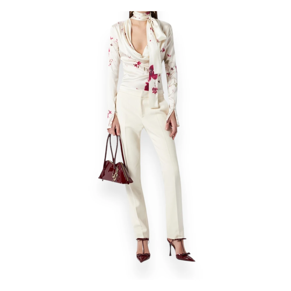Blumarine Satin Print Blouse White Dames