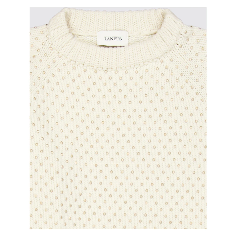 Laneus Hotfix versierde wollen raglan trui Beige Dames