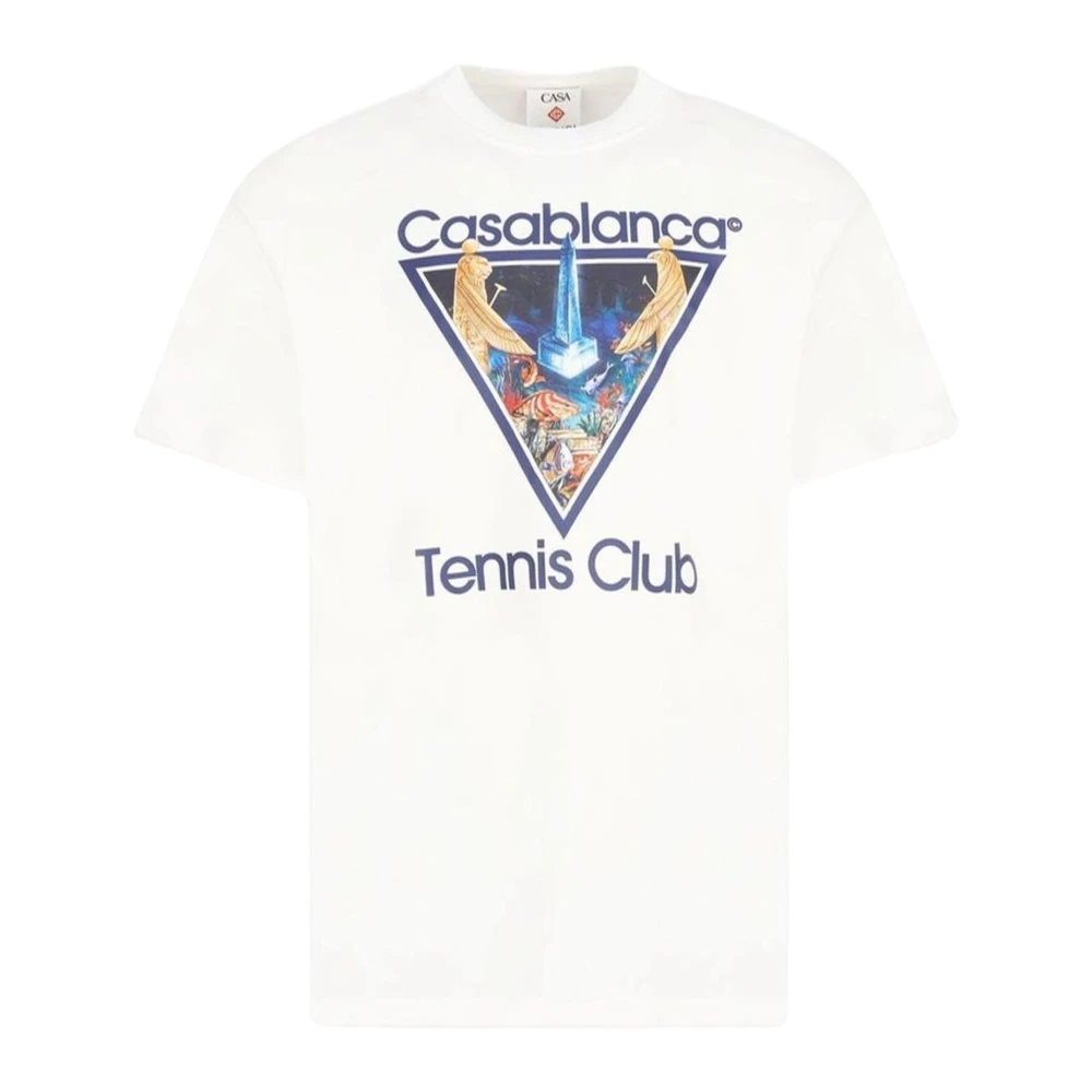 Casablanca , T-Shirts, Male, White, M, Logo Printed Crewneck T-Shirt
