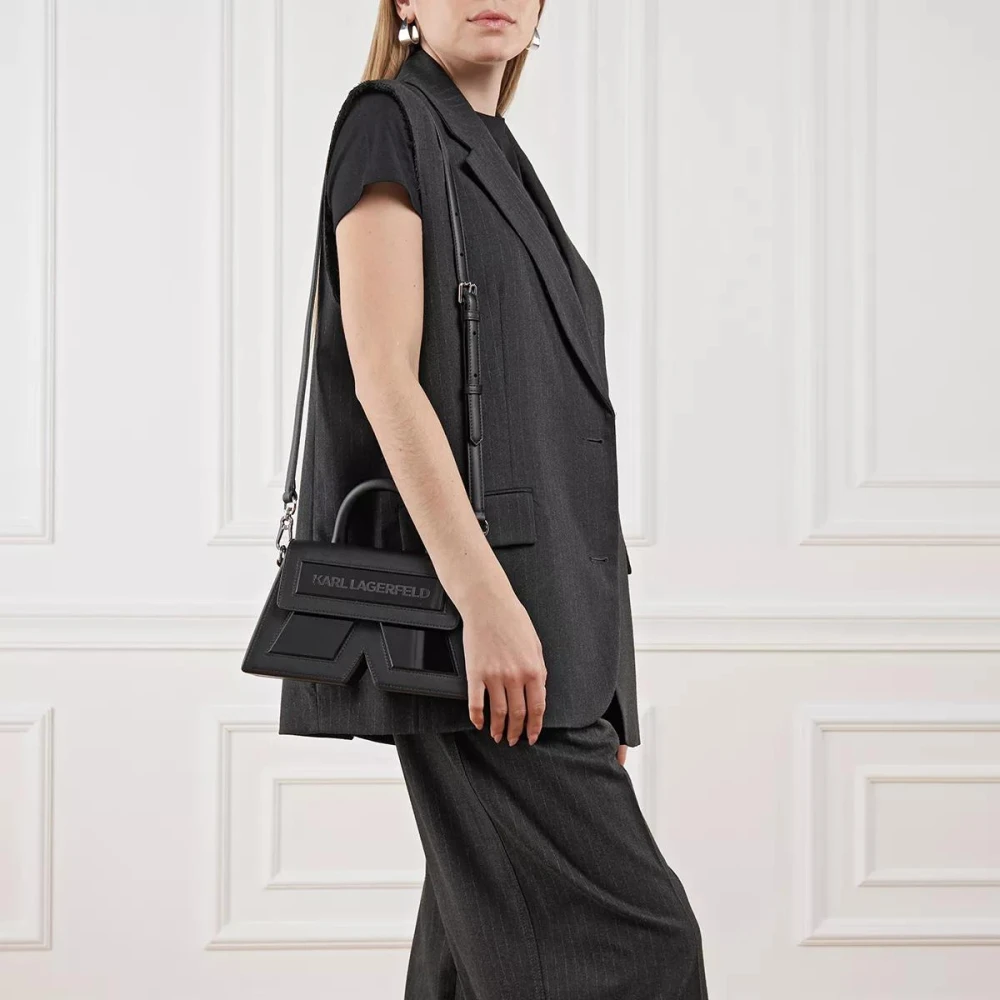 Karl Lagerfeld Iconische Zwarte Leren Crossbody Tas Black Dames