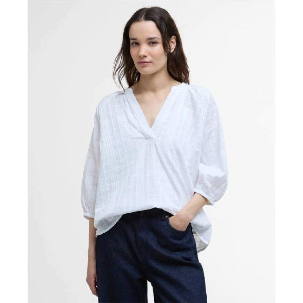 Barbour Geruite Dames Top Wit White Dames