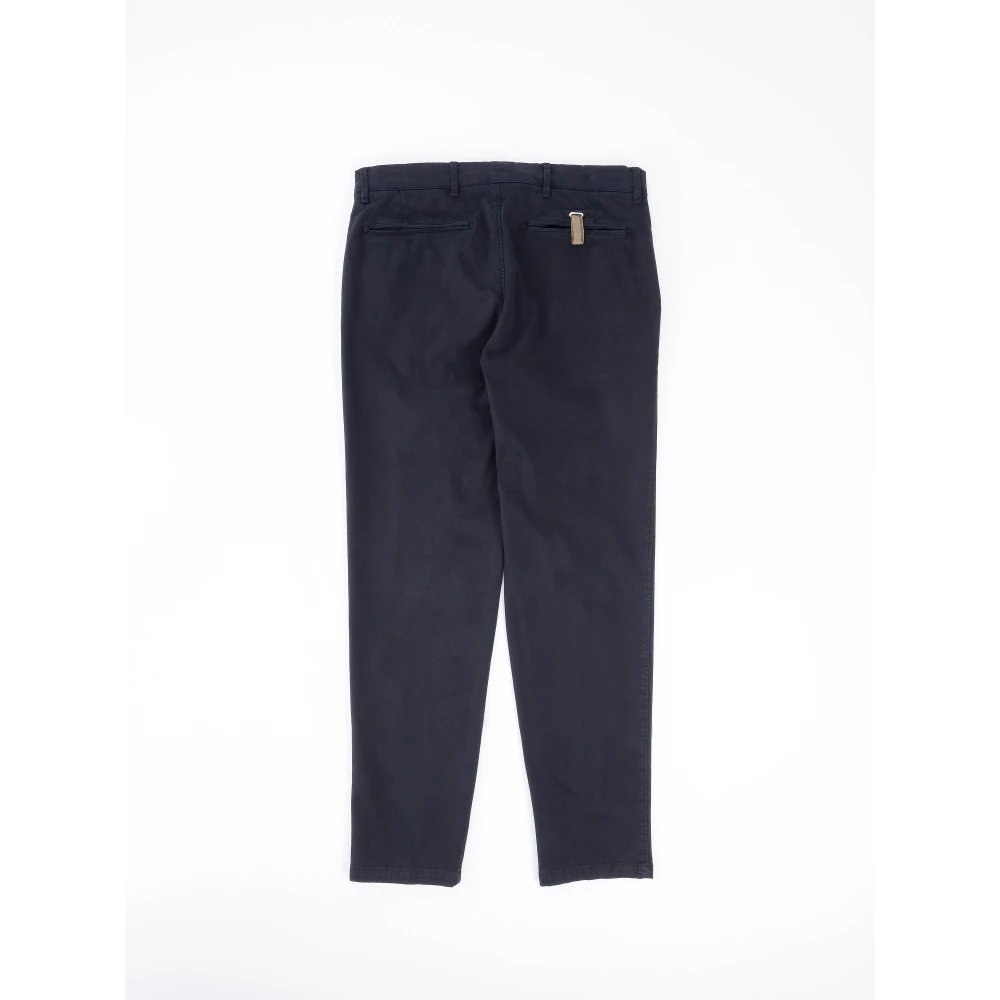 White Sand Gestructureerde Katoenen Tapered Fit Broek Blue Heren