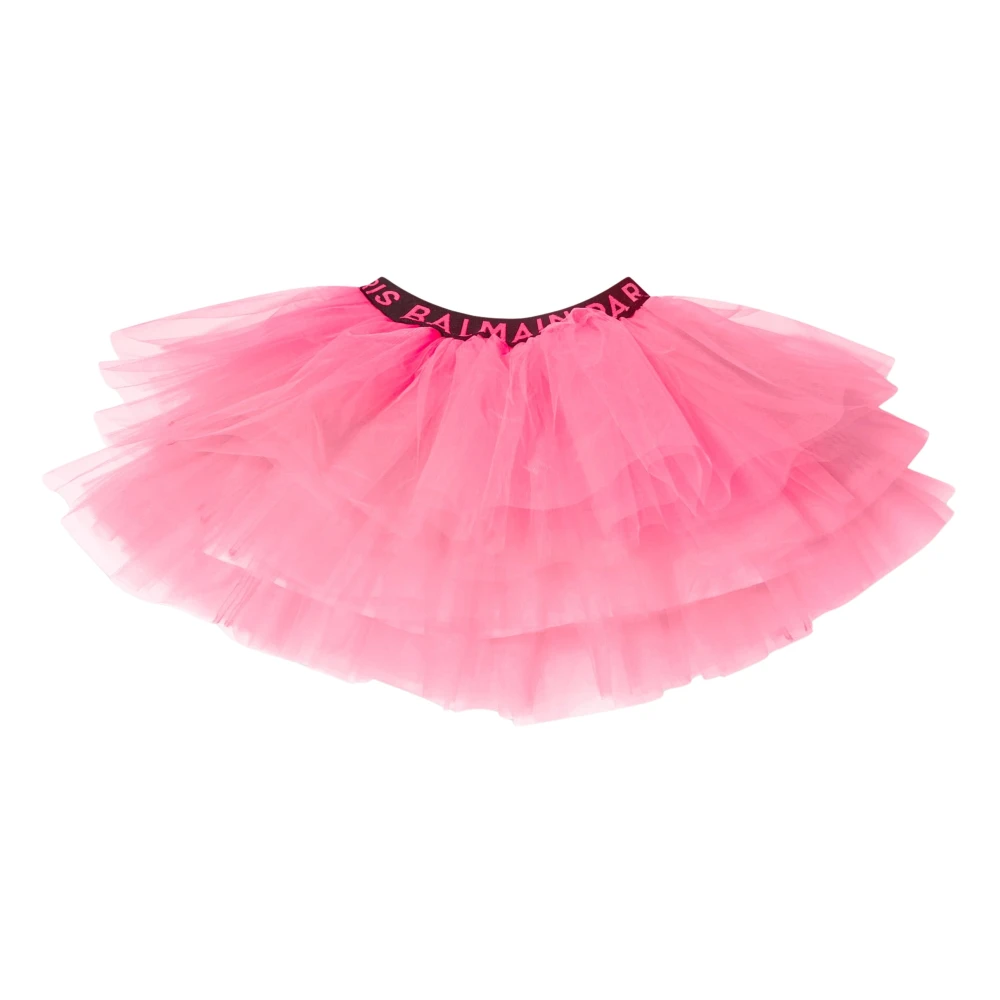 Balmain Girls Pink Tulle Tutu Skirt In