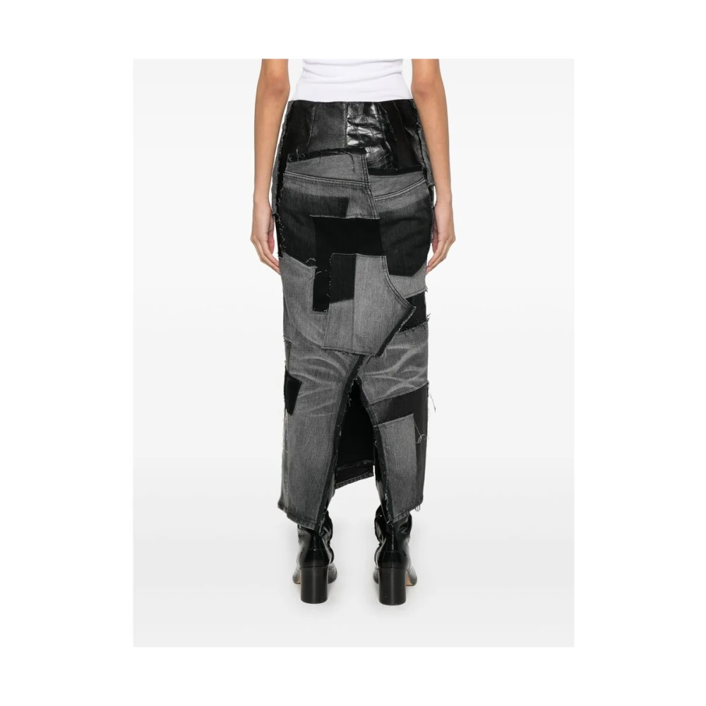 Junya Watanabe Zwarte Denim Panel Rok Black Dames