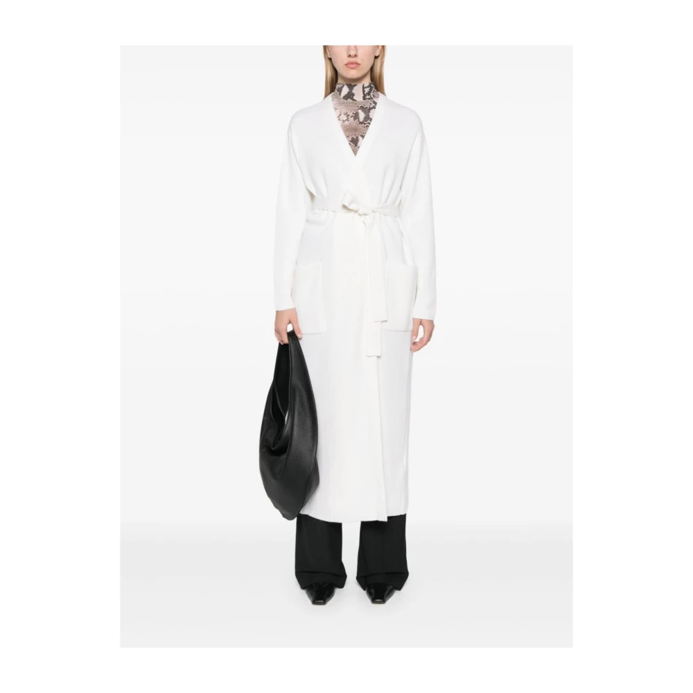 Max Mara Witte Wol Kasjmier Lange Vest White Dames