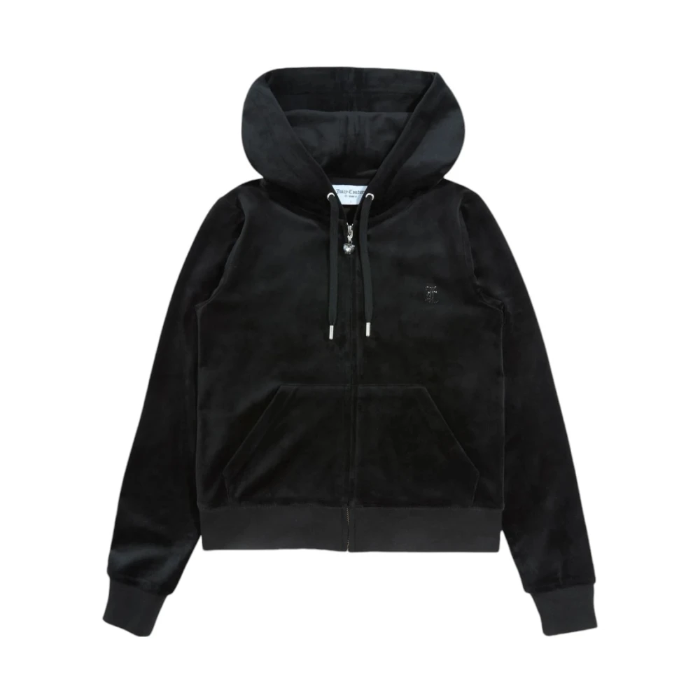 Juicy Couture Swarovski Logo Hoodie met Koord Black Dames