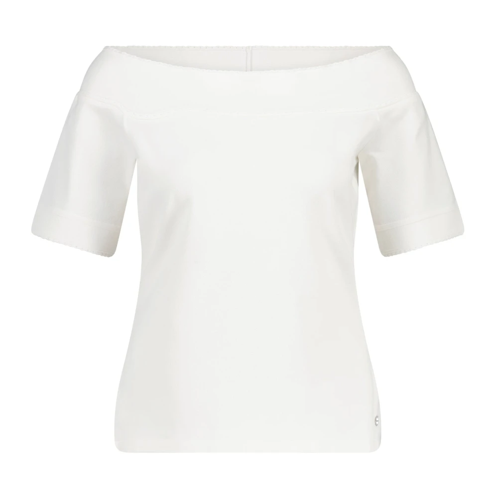 Marc Cain Off-shoulder Shirt met Logo Detail White Dames