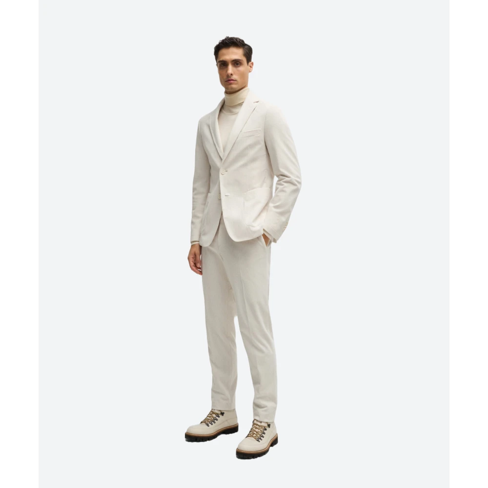 Hugo Boss Fluwelen Corduroy Slim Fit Broek White Heren