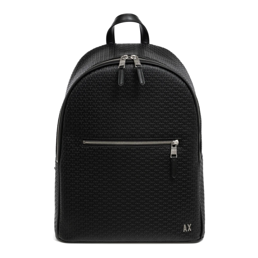 Armani Exchange Logo Patroon Rits Rugzak Multipockets Black Heren