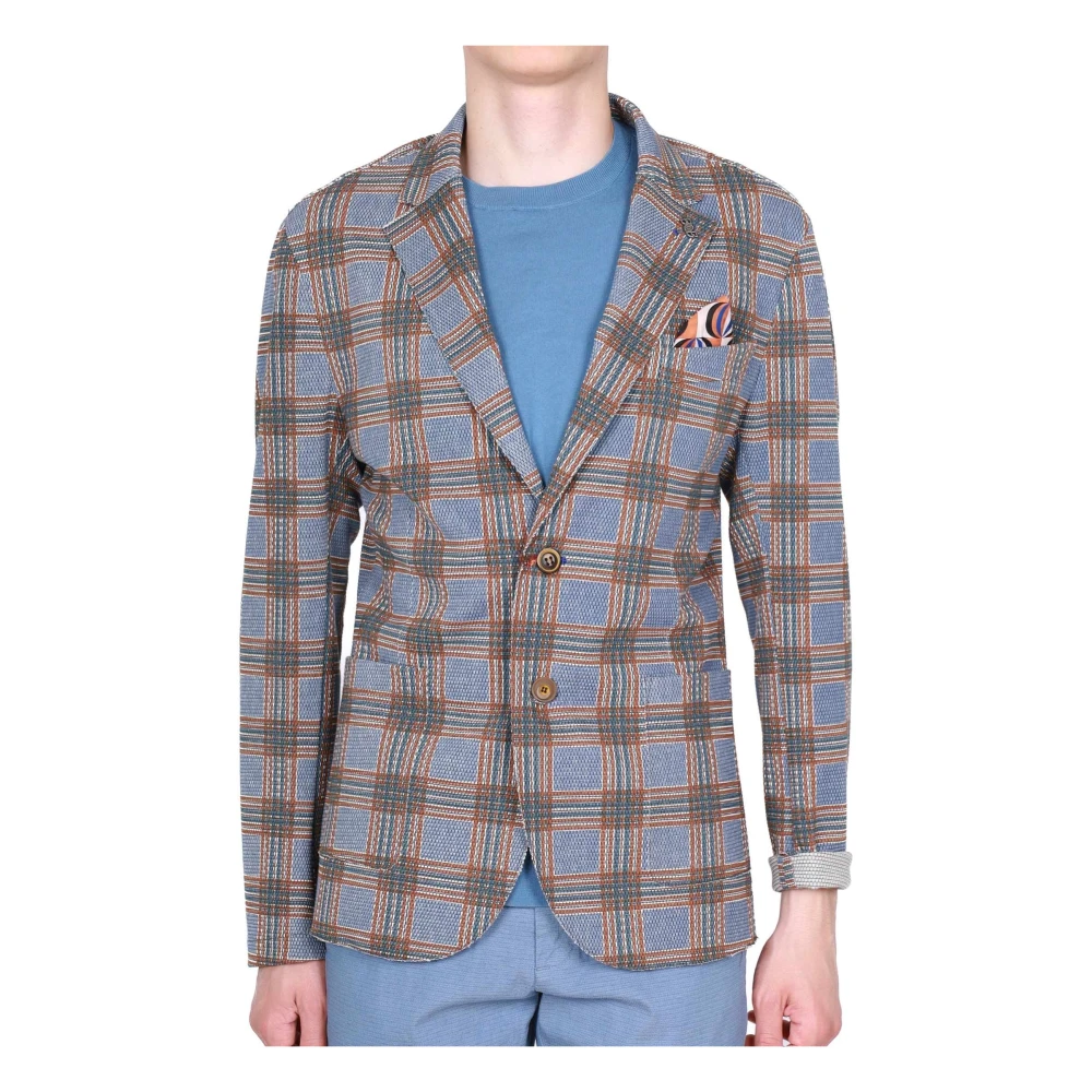 BOB Geruite Blazer Blauw Zakdoek Inbegrepen Multicolor Heren