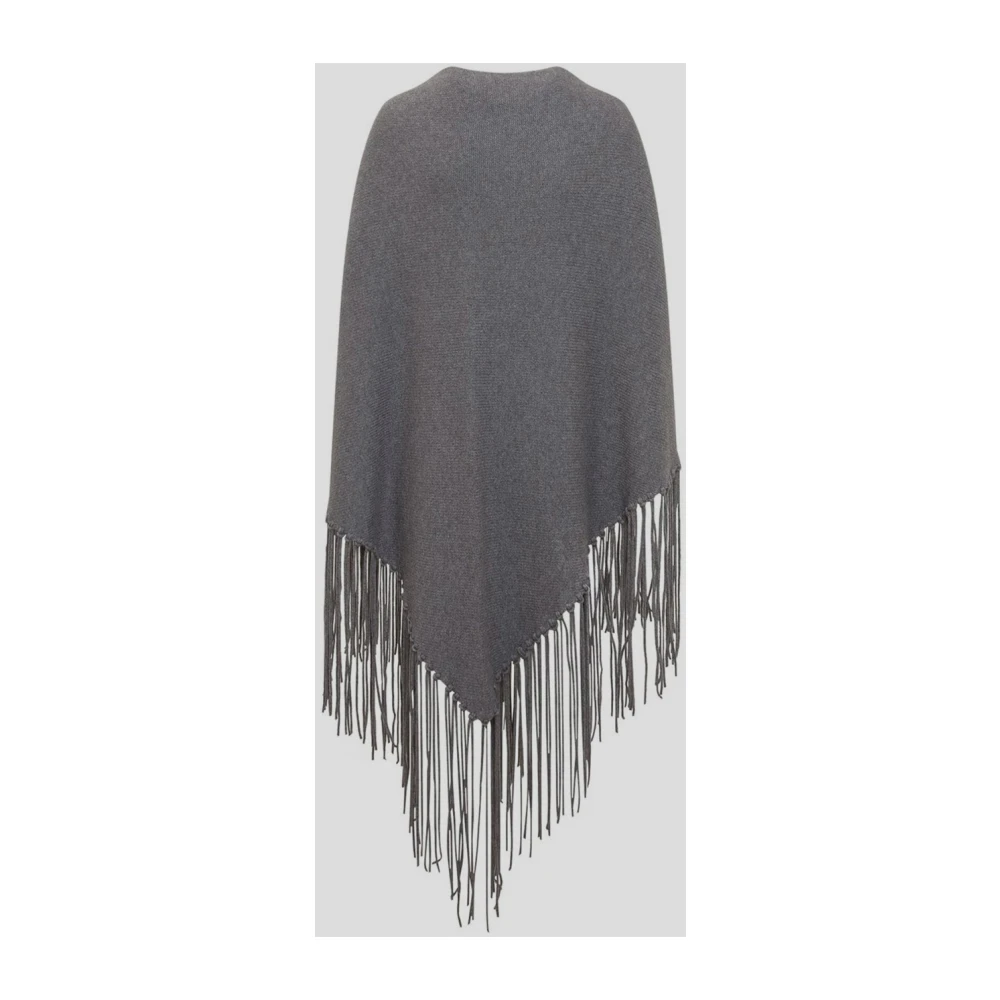 Malo Luxe Cashmere Poncho Gray Dames