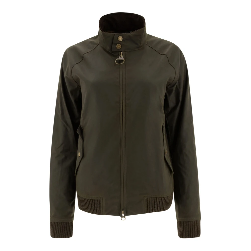 Baracuta Groene Gewaxte Opstaande Kraag Jas Green Heren