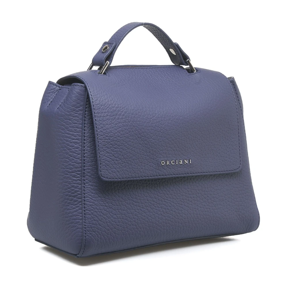Orciani Blauwe Leren Handtas Sveva Soft Small Blue Dames