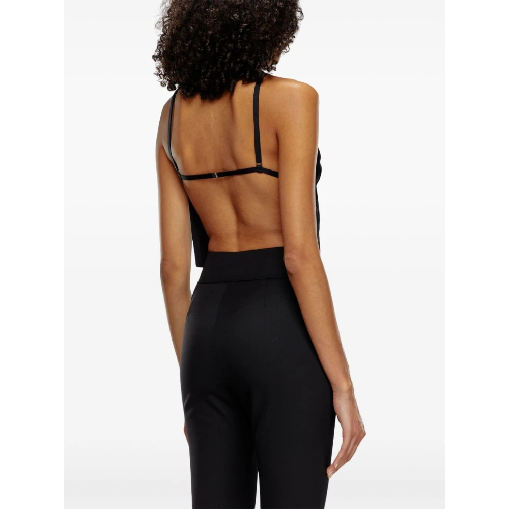 Diesel Rugloze wollen keper top met metalen plaquette Black Dames