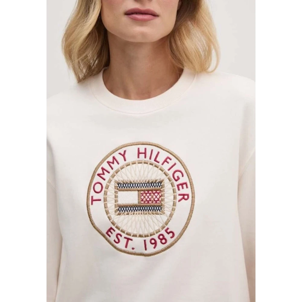 Tommy Hilfiger Nautische Geborduurde Sweater voor Vrouwen White Dames