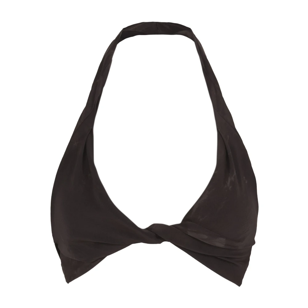Cortana Stropdas zwart en groen gemêleerde zijden stretch top Black Dames