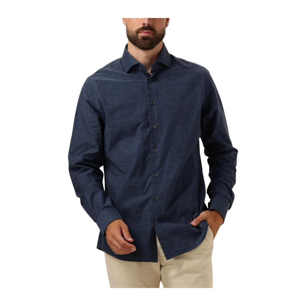 Profuomo Heren Cutaway Overhemd Elegant Donkerblauw Blue Heren
