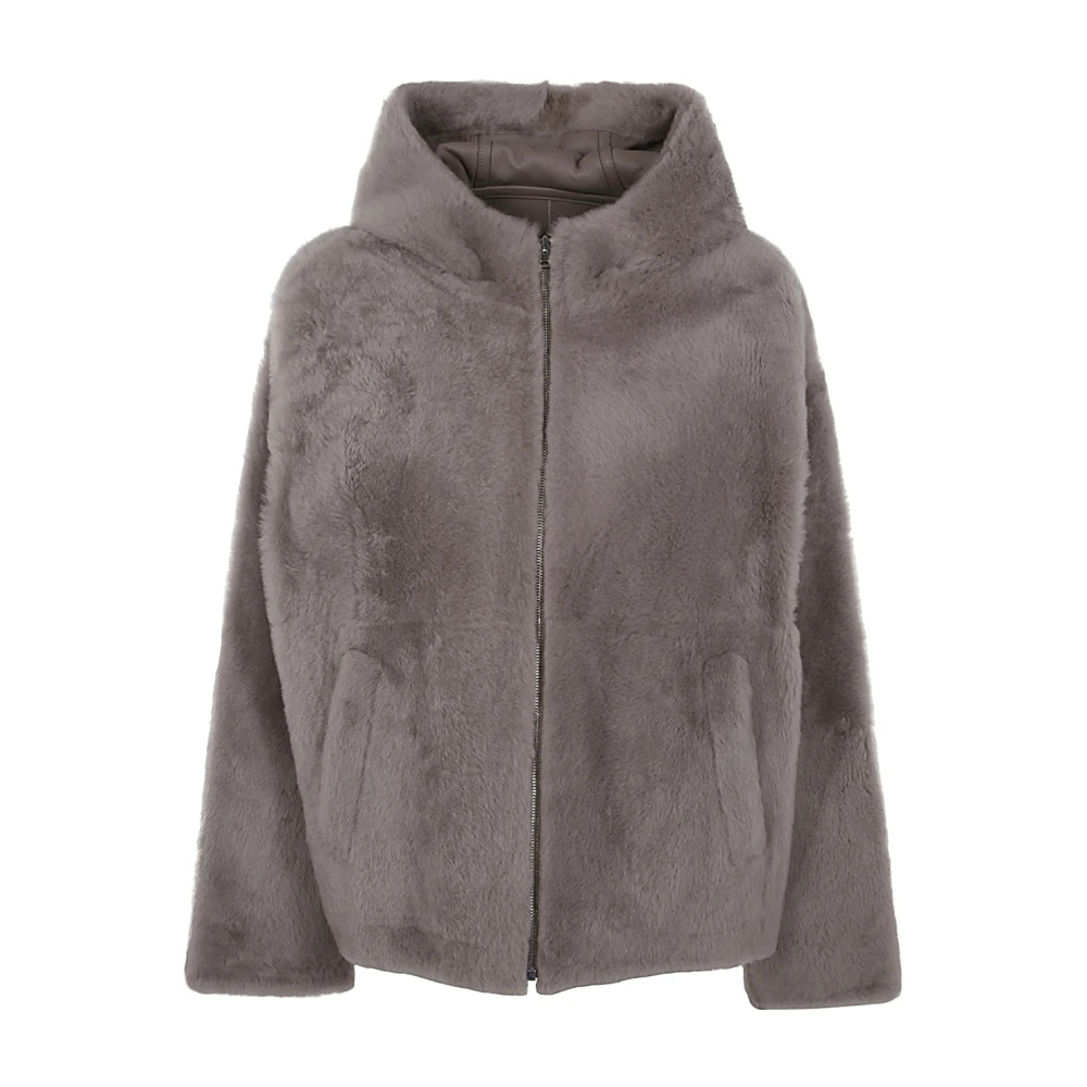 Yves Salomon Moon Lacon Jacket Gray Dames