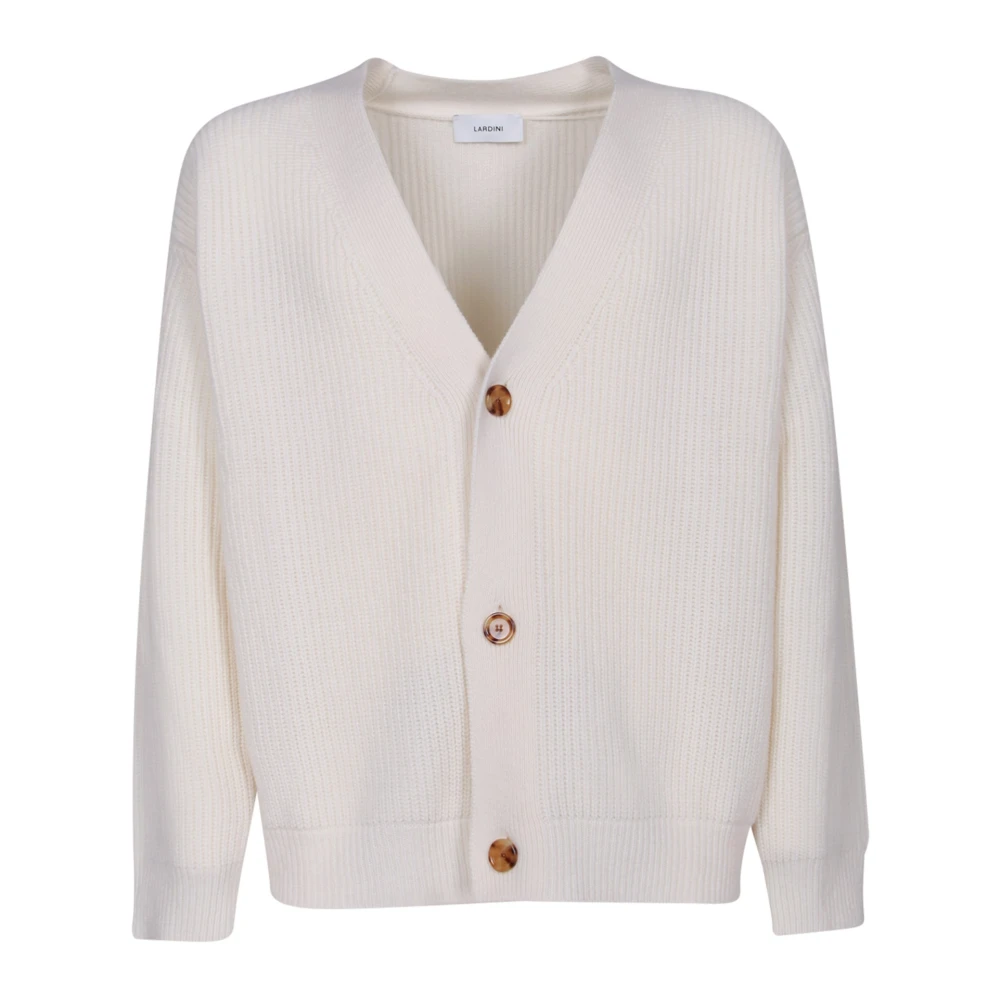 Lardini White Cardigans, Male, M, V-Neck Cardigan
