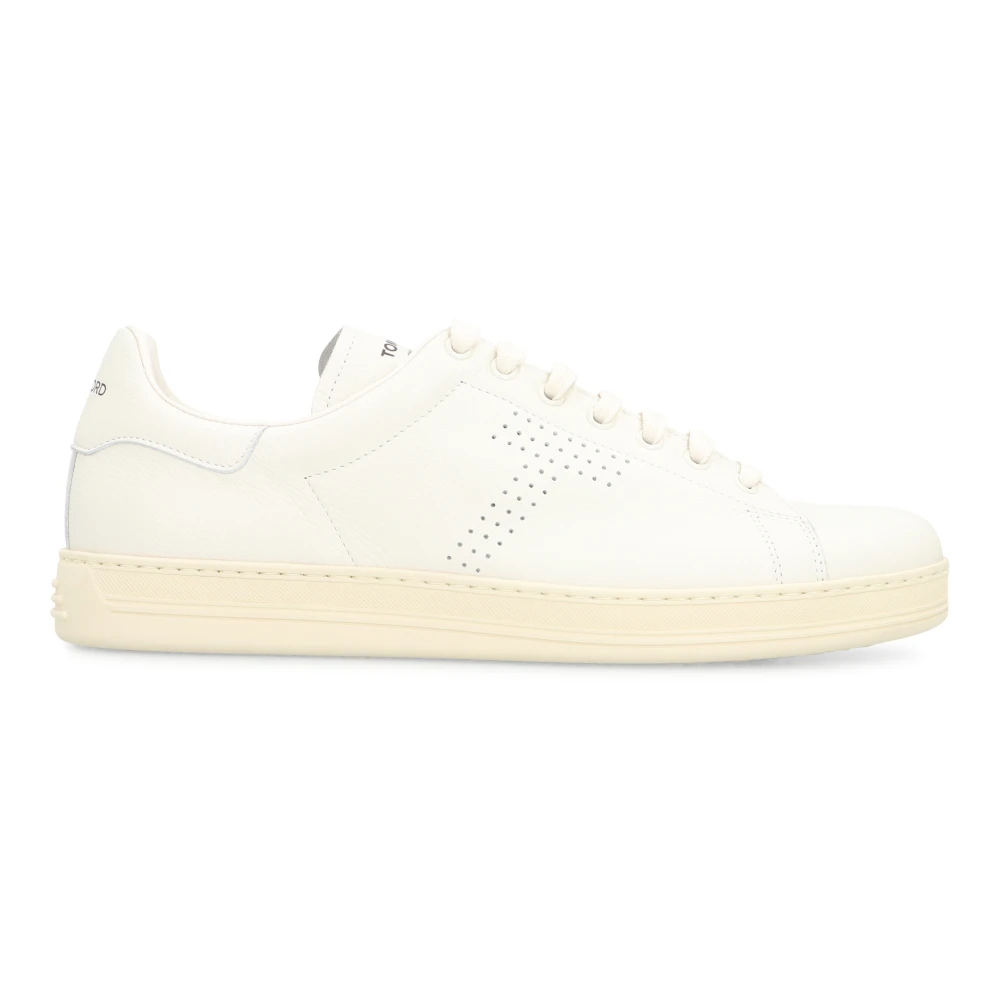 Tom Ford Korrelig leren sneakers met ronde neus Heren Schoenen Wit