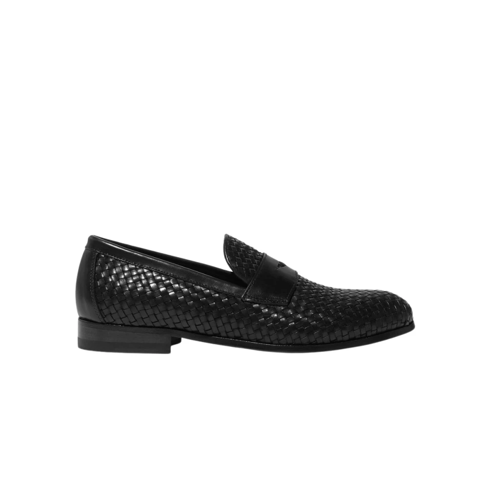 Scarosso Svarta vävda penny loafers i kalvskinn Black, Dam