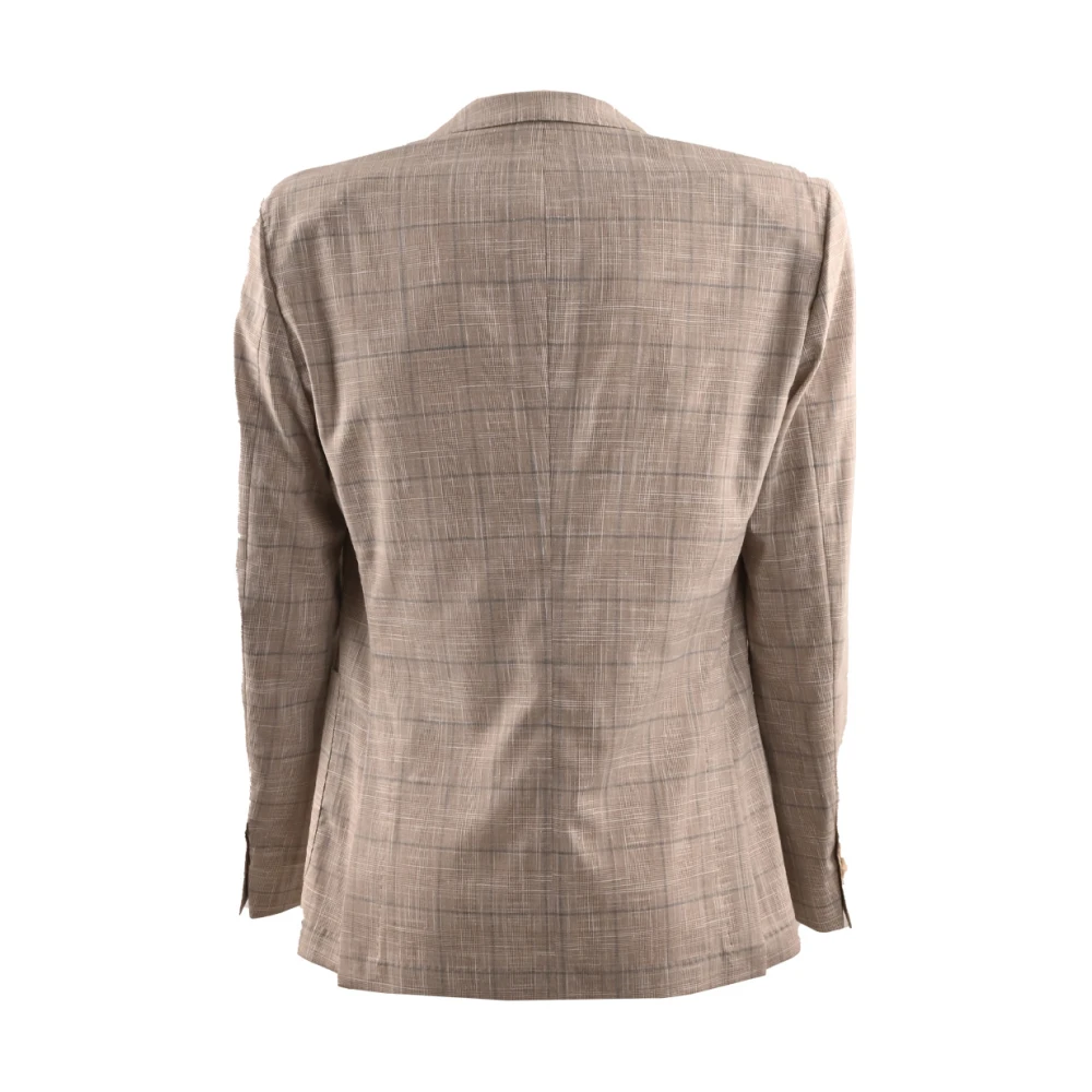 Hugo Boss Katoenen geruite Slim Fit Jas Beige Heren