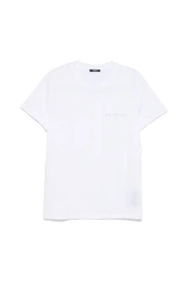 Vit Crew Neck Kortärmad Skjorta
