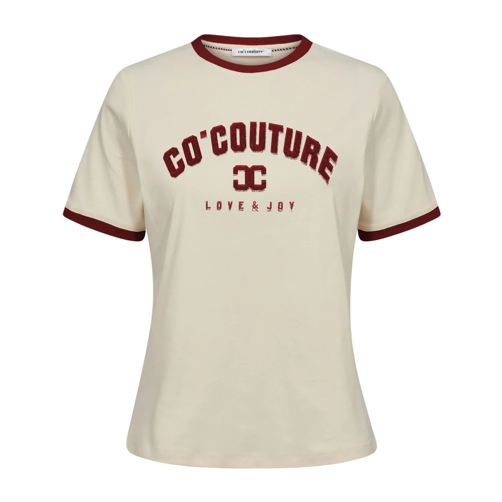 Co'Couture Burgundy Edgecc Tee T-Shirt Beige, Dam