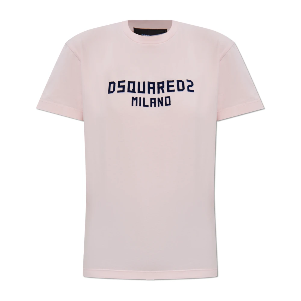 Dsquared2 Women's Pink T-Shirt With Logo - T-Shirts - Xs - Tops