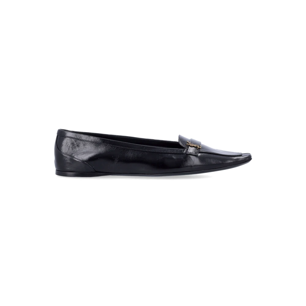 Saint Laurent Zwarte Gesloten Ballerina's met Gouden Accenten Black Dames