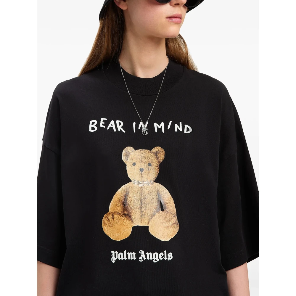 Palm Angels Zwarte Beer Loose Tee Black Dames