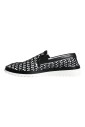 noir-blanc-tisse-mocassins-chaussures