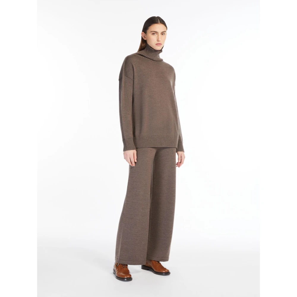 Max Mara Luxe Wollen Elastische Taille Broek Brown Dames