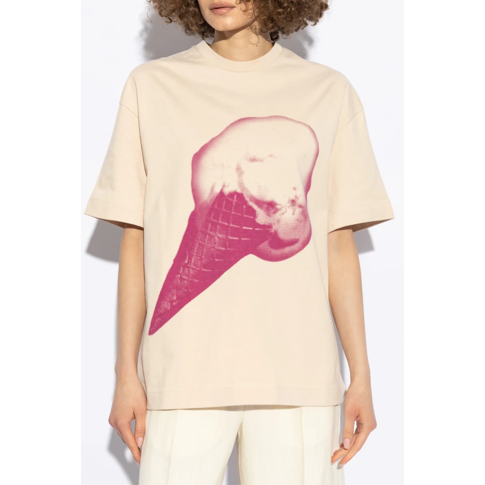 Jil Sander Bedrukt T-shirt Beige Dames