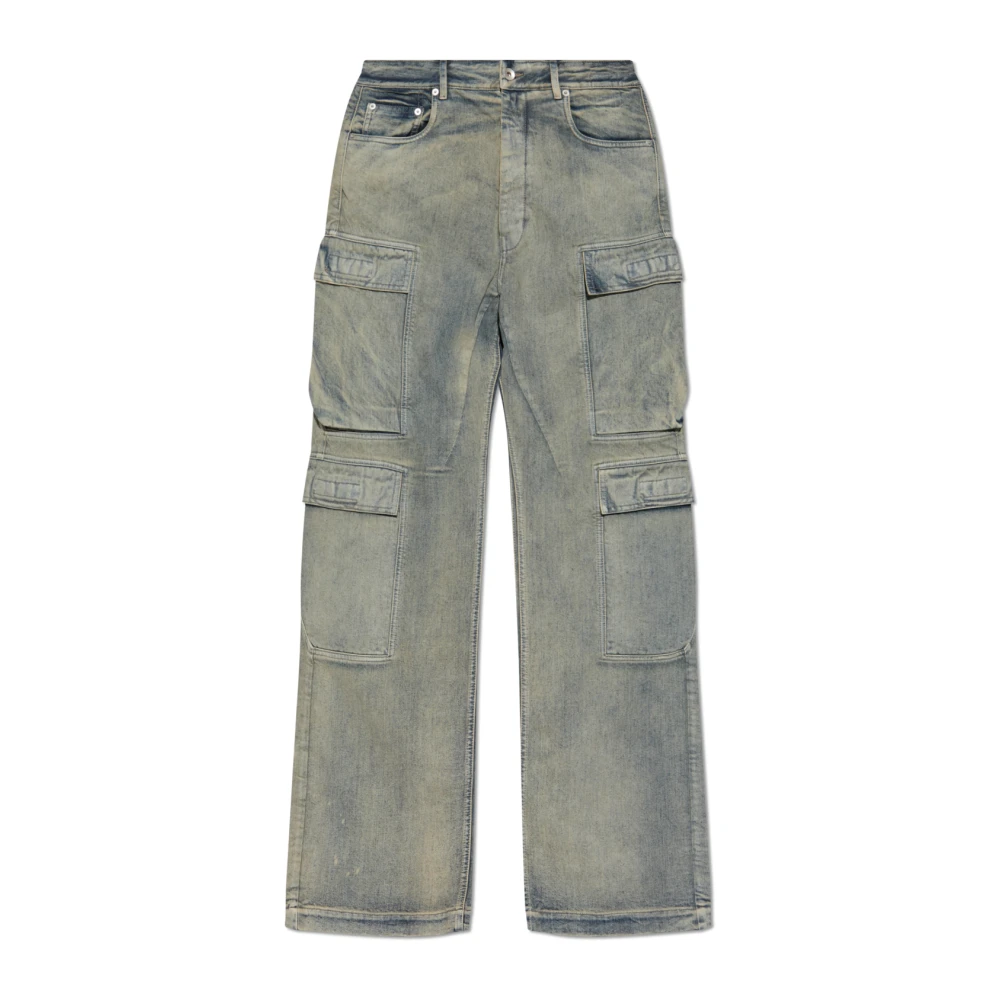 Rick Owens Men's Blue Wide Jeans, W32, Duble Cargo Jeans