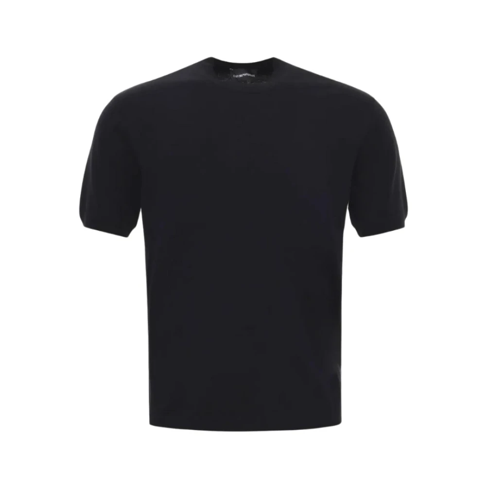 Emporio Armani Mannelijk Blauw Tops Heren, Xl, Katoen, Klassiek Navy T-Shirt Met Korte Mouwen